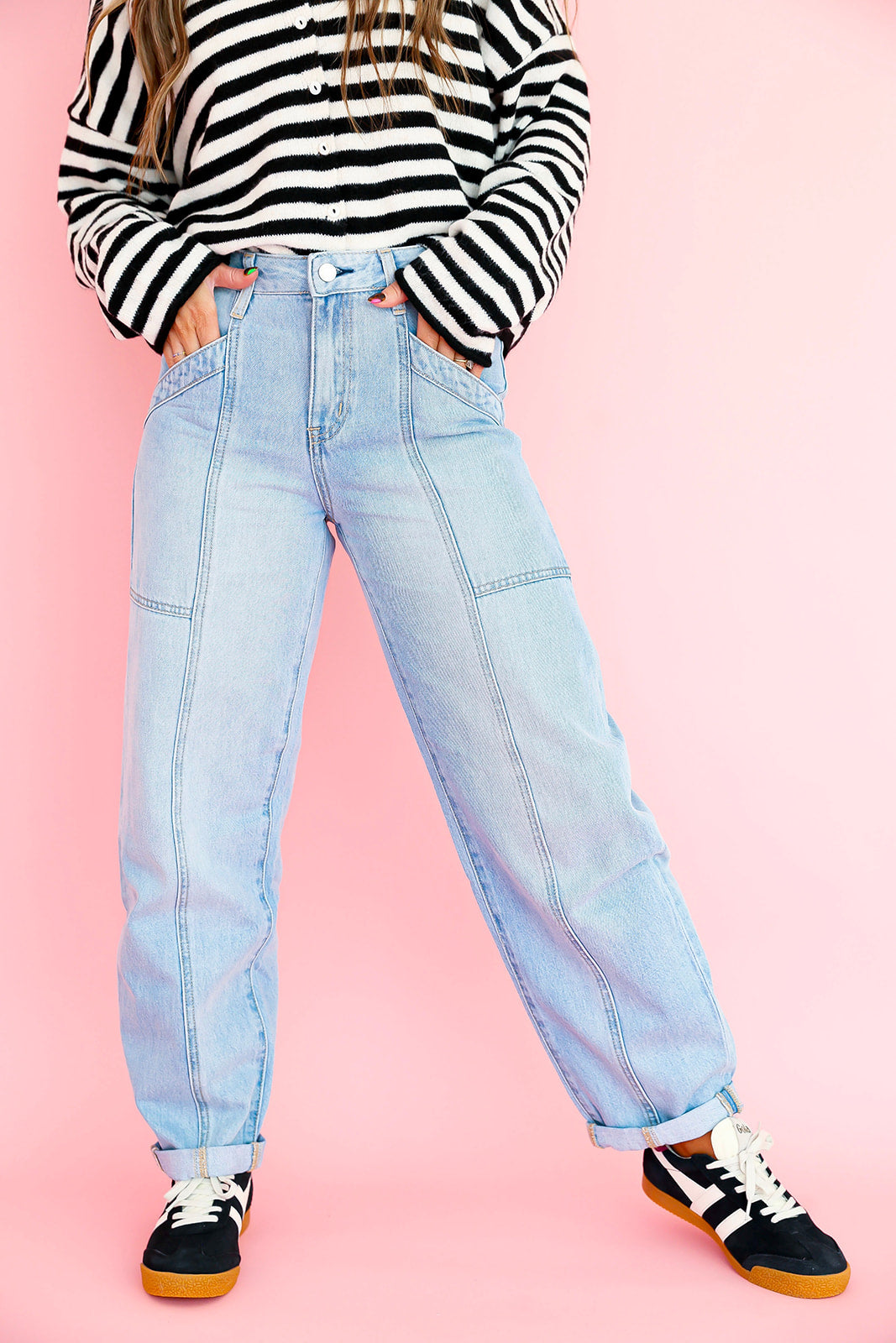 Vivian Panel Barrel Jeans-Restock