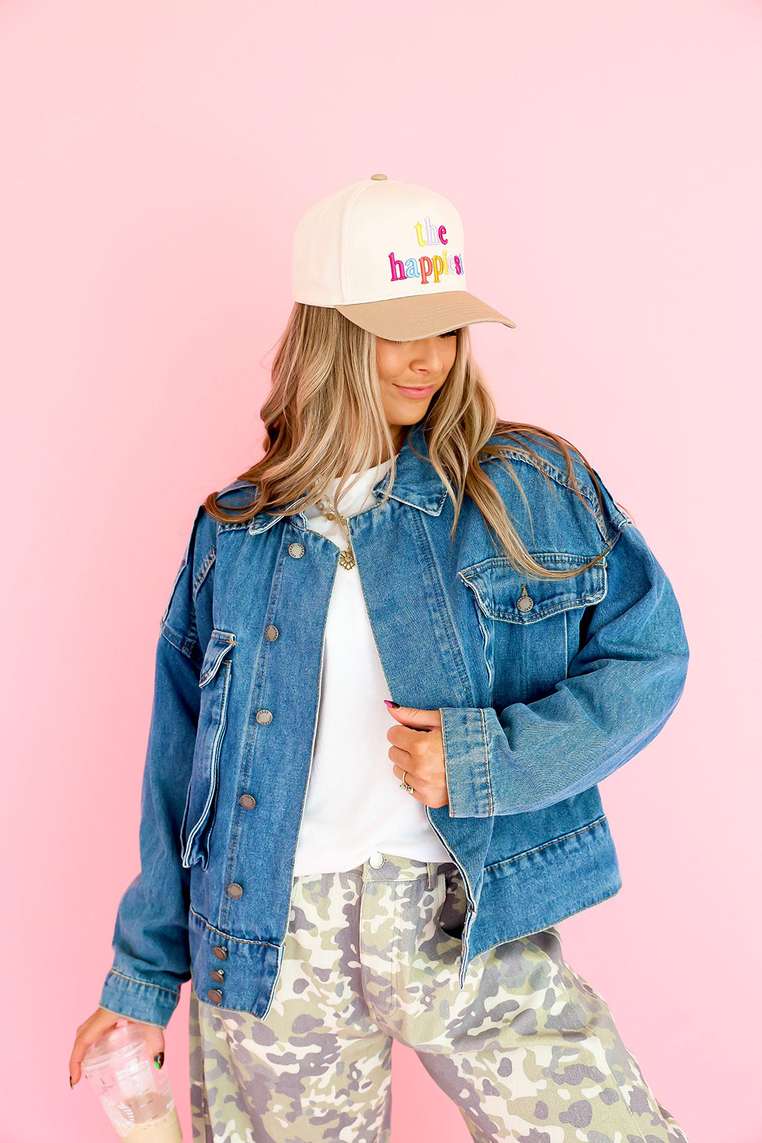 Cargo Denim Jacket- Medium Wash