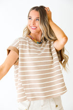 Keeping It Simple Striped Top-Taupe