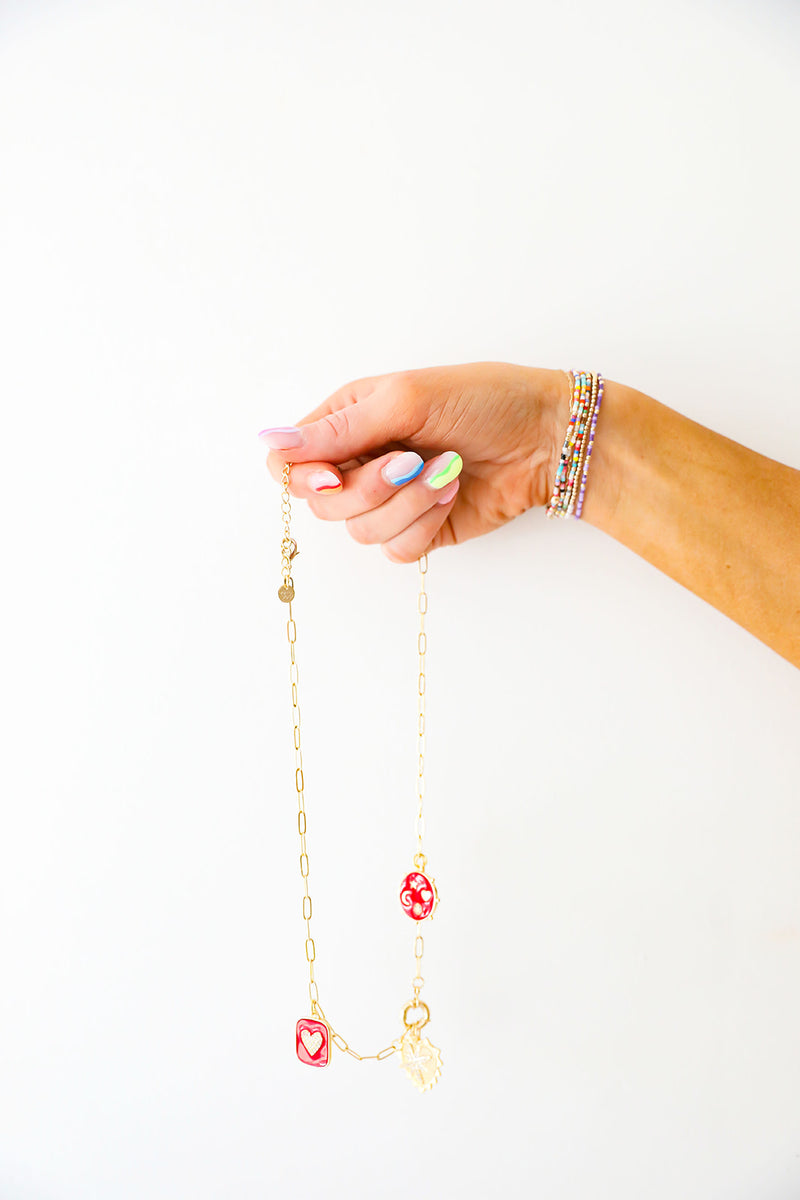 Ava Red Charm Necklace