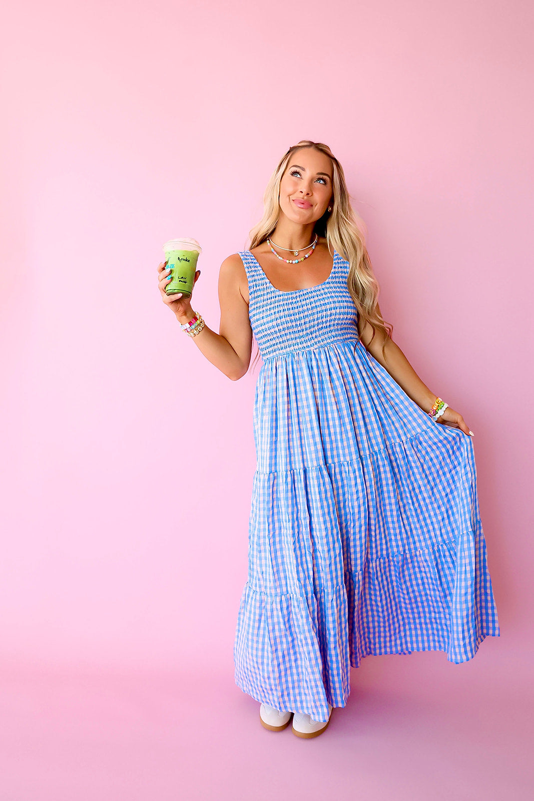 Crushing On Gingham Maxi – Blue/Peach – Shop Confetti Closet