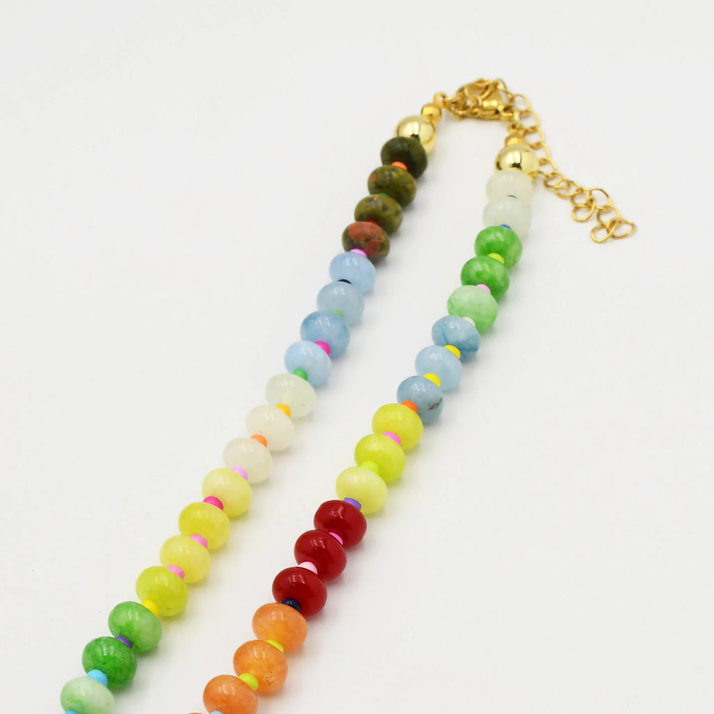 Colorblock Rainbow Gemstone Luxe Necklace