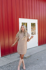 Home For The Holidays Sweater Dress-Taupe
