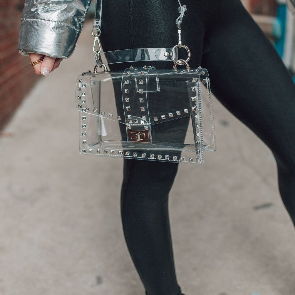 Silver Studded Clear Purse