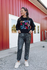 Merry Everything Tinsel Sweater-Black
