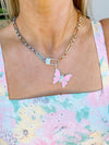 Two Toned Pink Butterfly Necklace