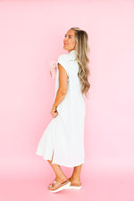 Copy Room Chic Textured Stripe Midi Dress