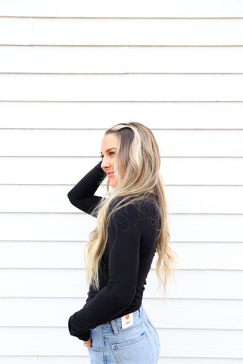 Keep It Basic Long Sleeve Layering Top-Black