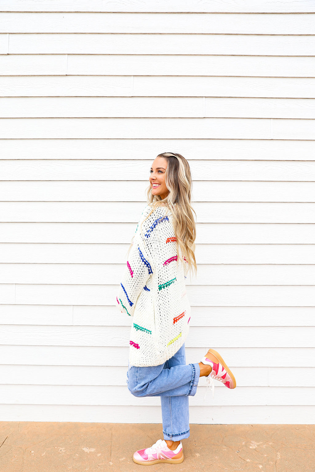 Confetti Party Cardi-White