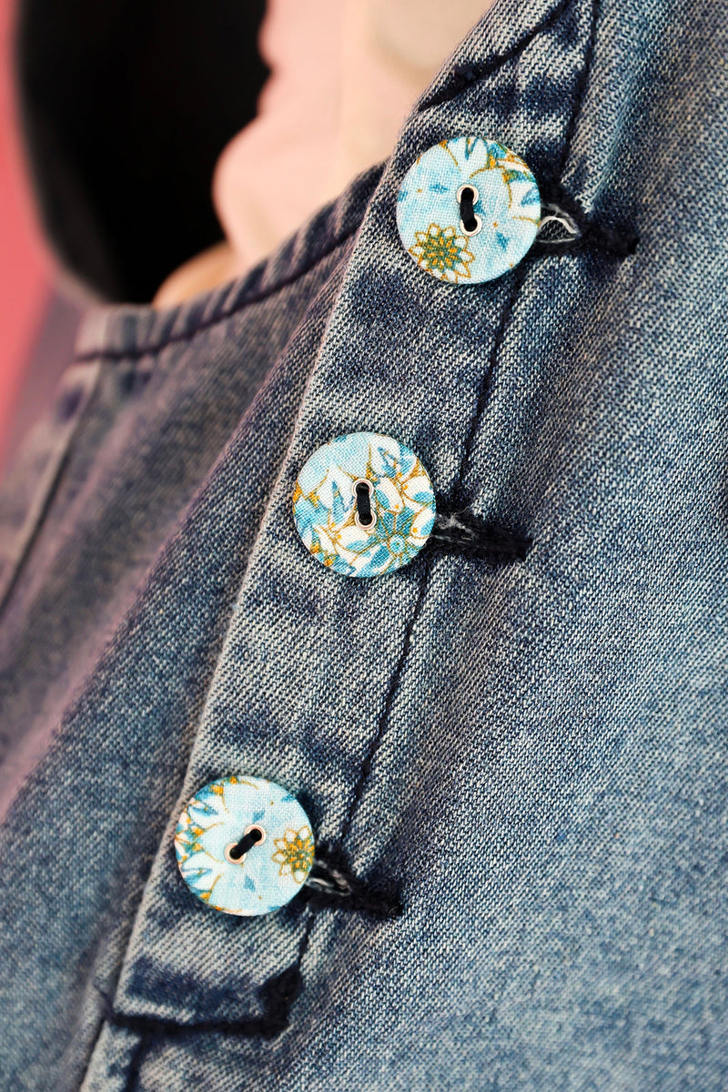 Petal Patch Overalls-Dk Denim