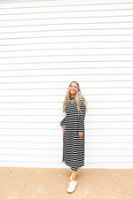 For The Best Striped Maxi Dress-Black/White