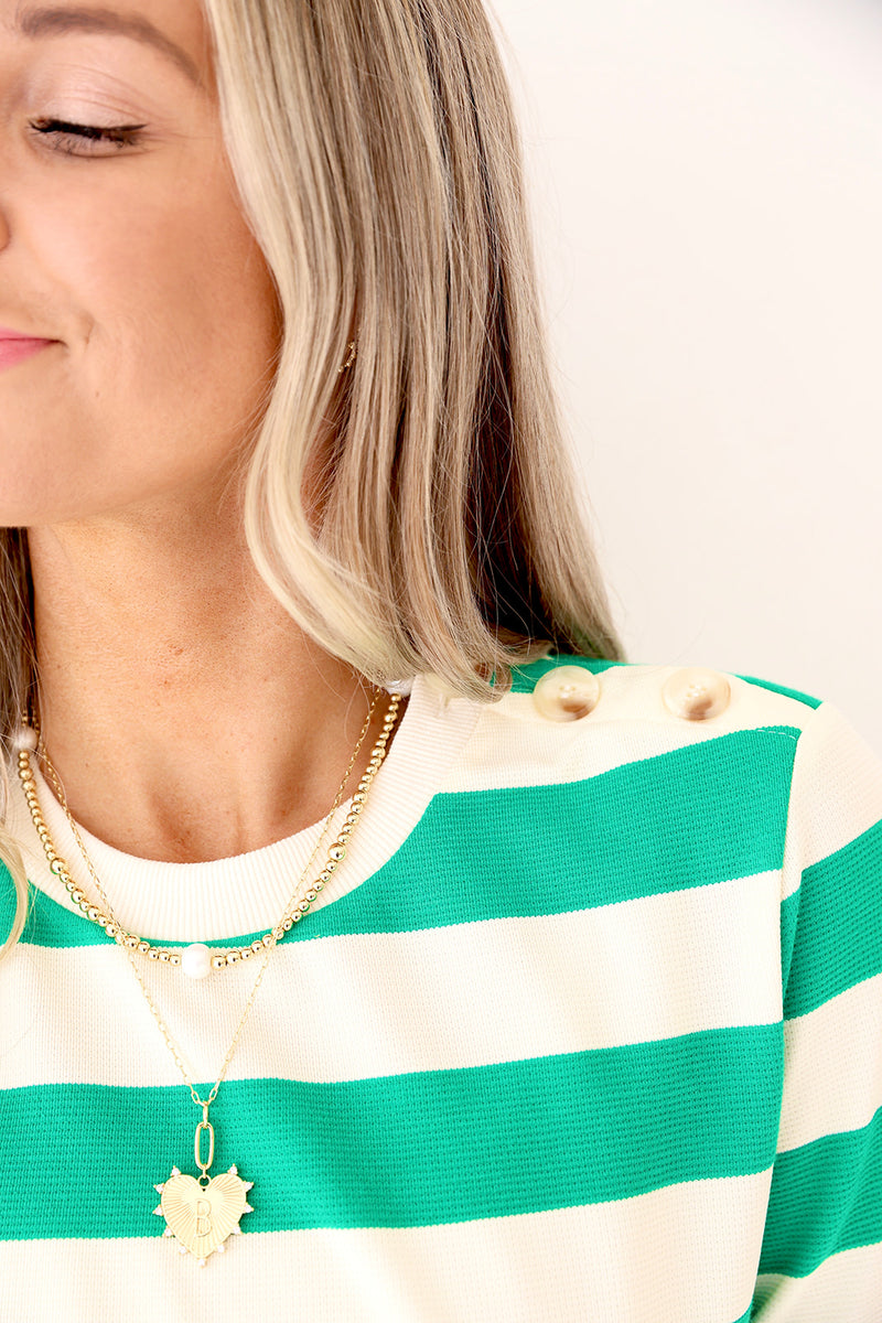 For The Best Striped Maxi Dress-Green/White