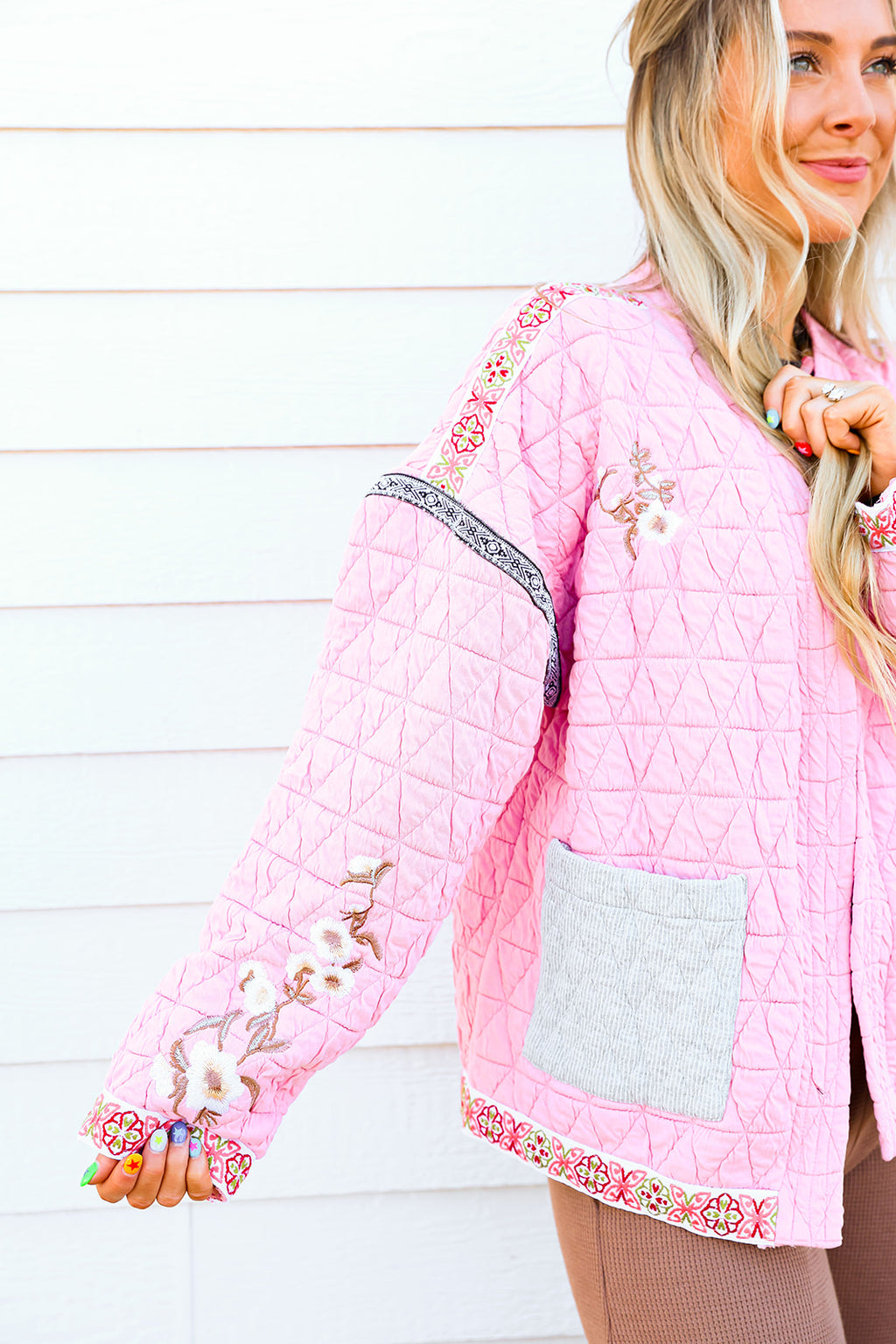 Feeling Girly Applique Quilted Jacket