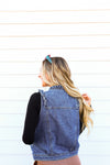 Dark Denim Ruffle Detail Vest