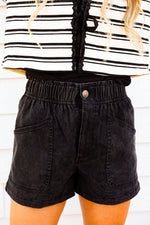 Fall Essentials Elastic Shorts-Black