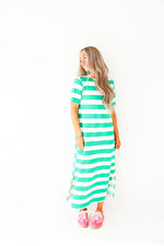 For The Best Striped Maxi Dress-Green/White