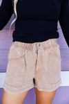 Fall Essentials Elastic Shorts-Camel