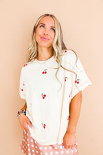The Sweet Spot Cherry Embroidered Tee