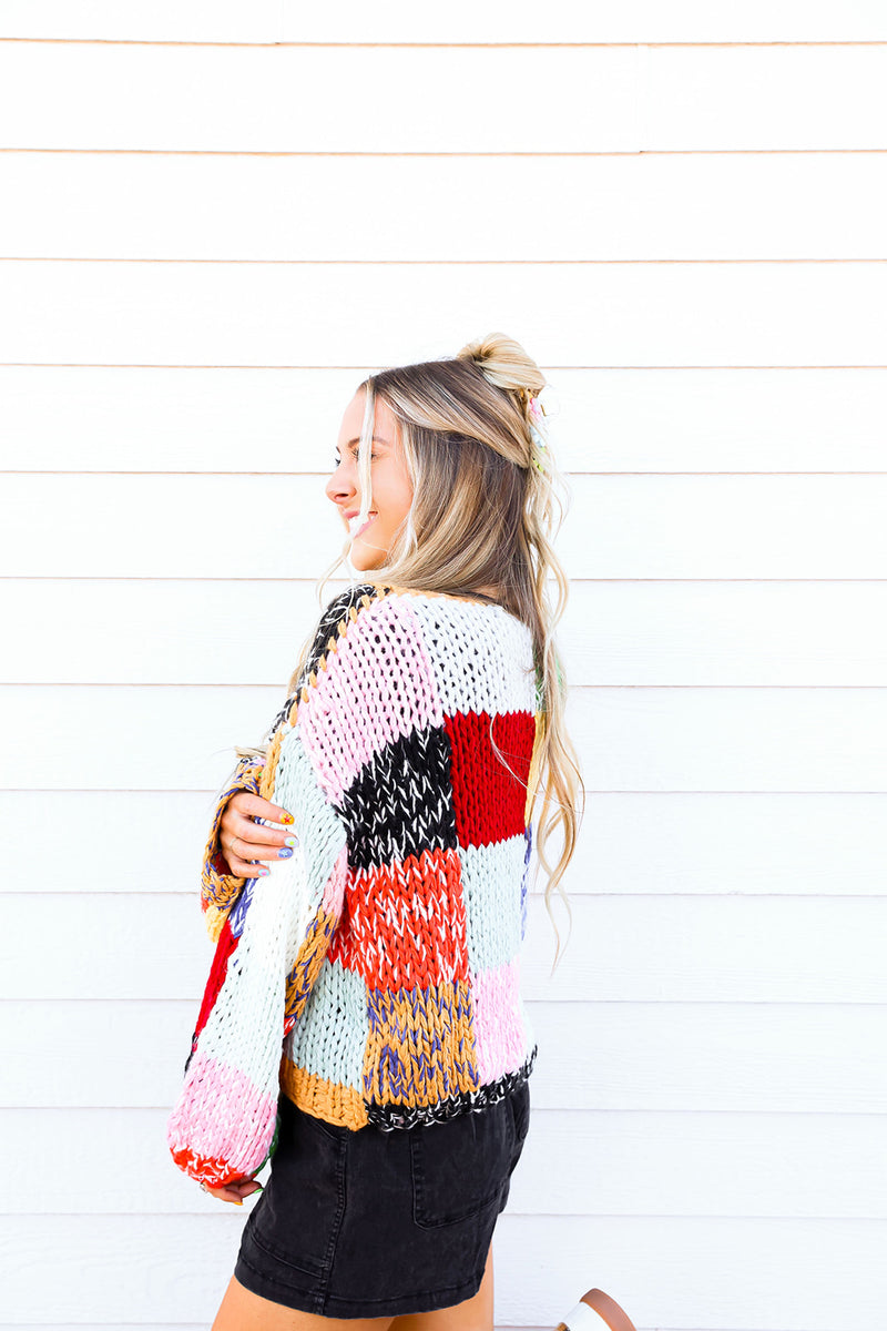 Rainbow Square Block Cardigan