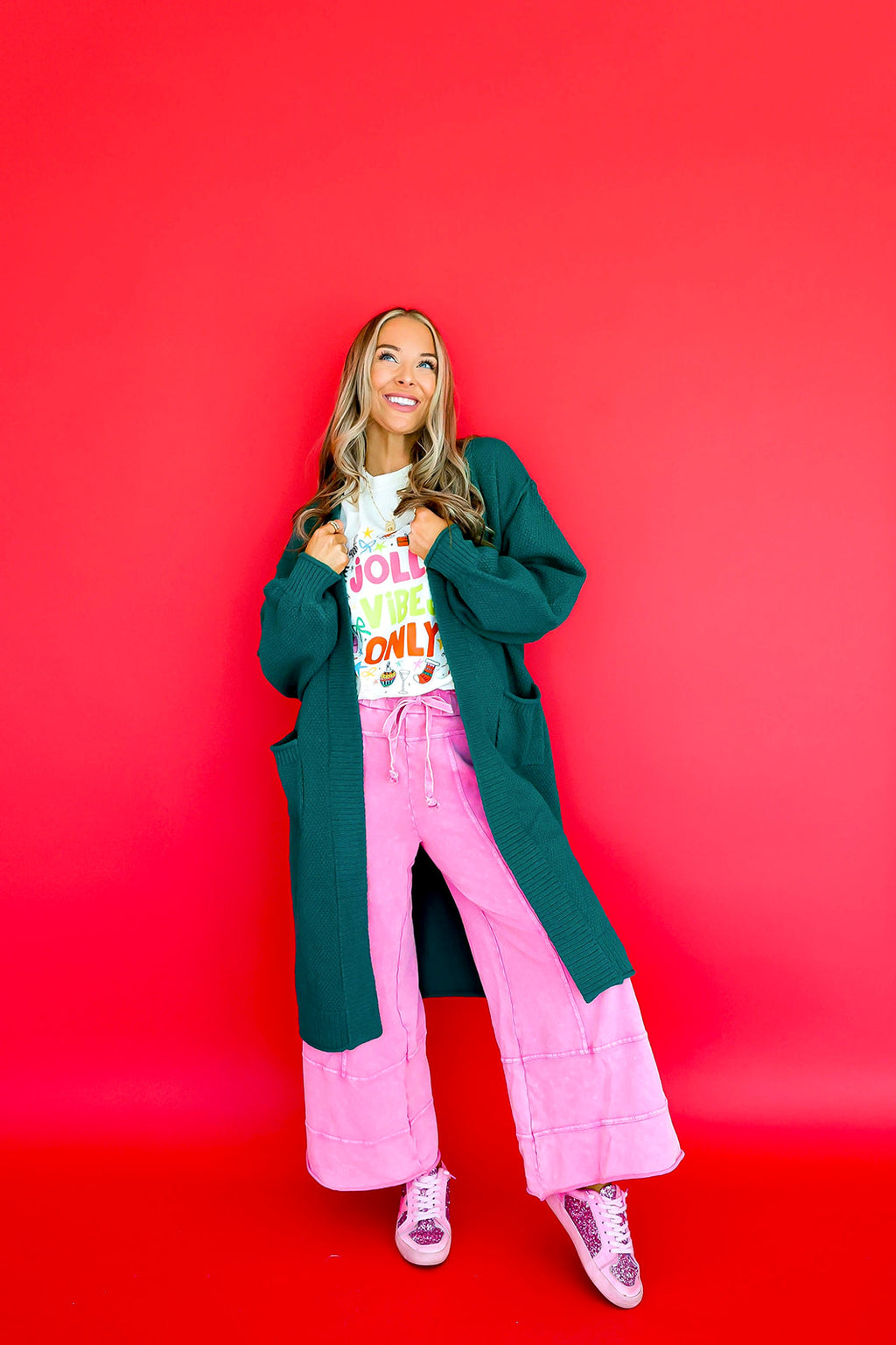 Under the Mistletoe Cardigan – Dark Green