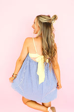 The Bubble Pop Dress- Blue/Yellow