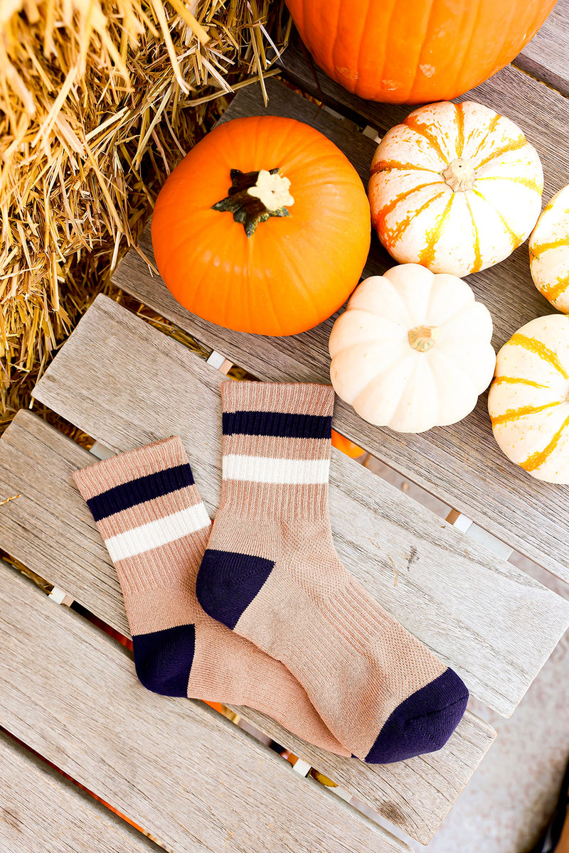 Mocha/Navy Striped Socks