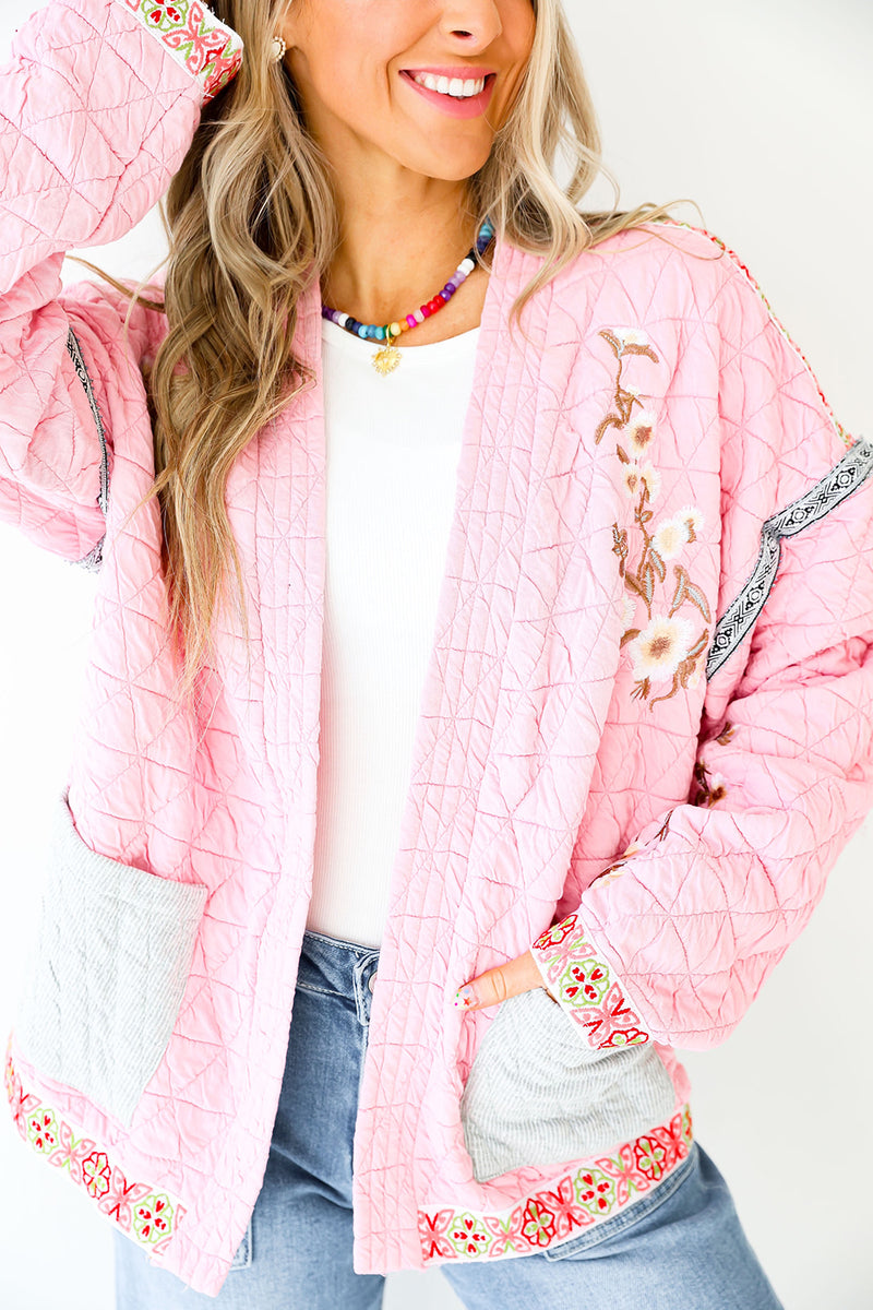 Feeling Girly Applique Quilted Jacket