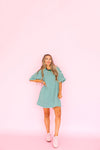 Doing Fun Things T-shirt Dress - Green/Ivory