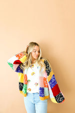 Rainbow Square Block Cardigan