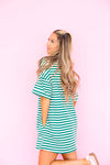 Doing Fun Things T-shirt Dress - Green/Ivory