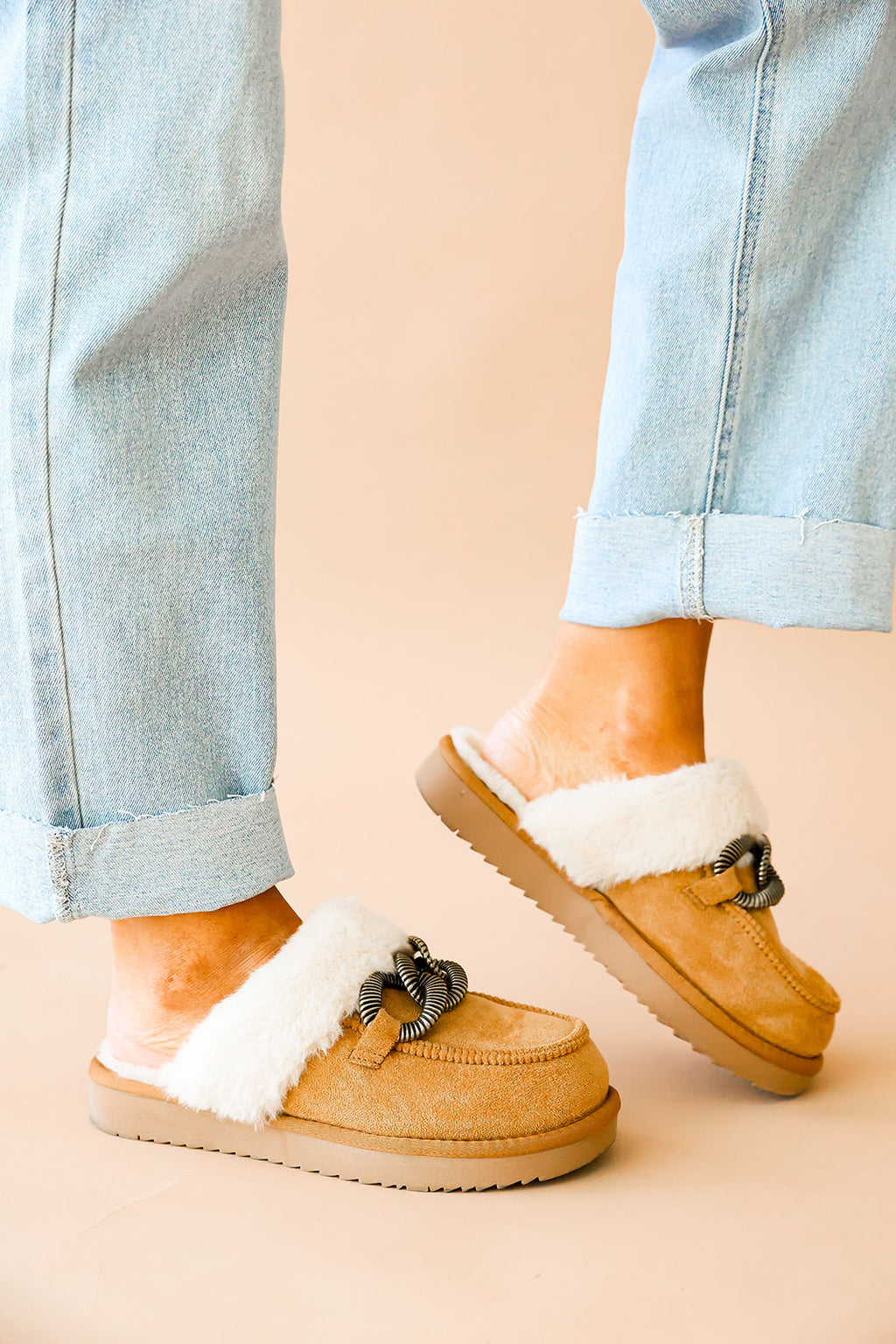 Taos Sherpa Slip Ons-Chestnut