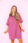 Doing Fun Things T-shirt Dress - Orange/Purple RESTOCK