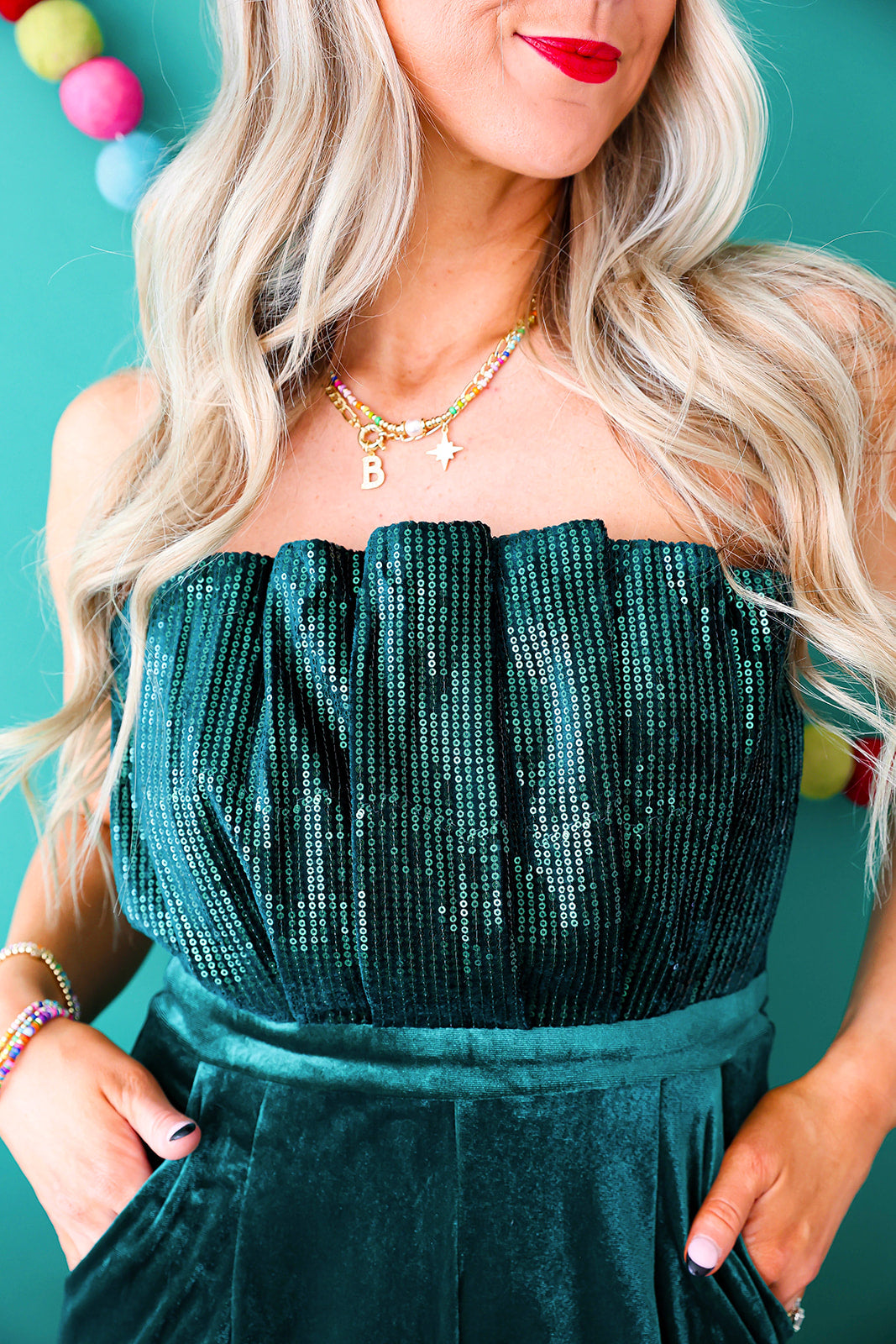 Statement Maker Holiday Jumpsuit-Emerald