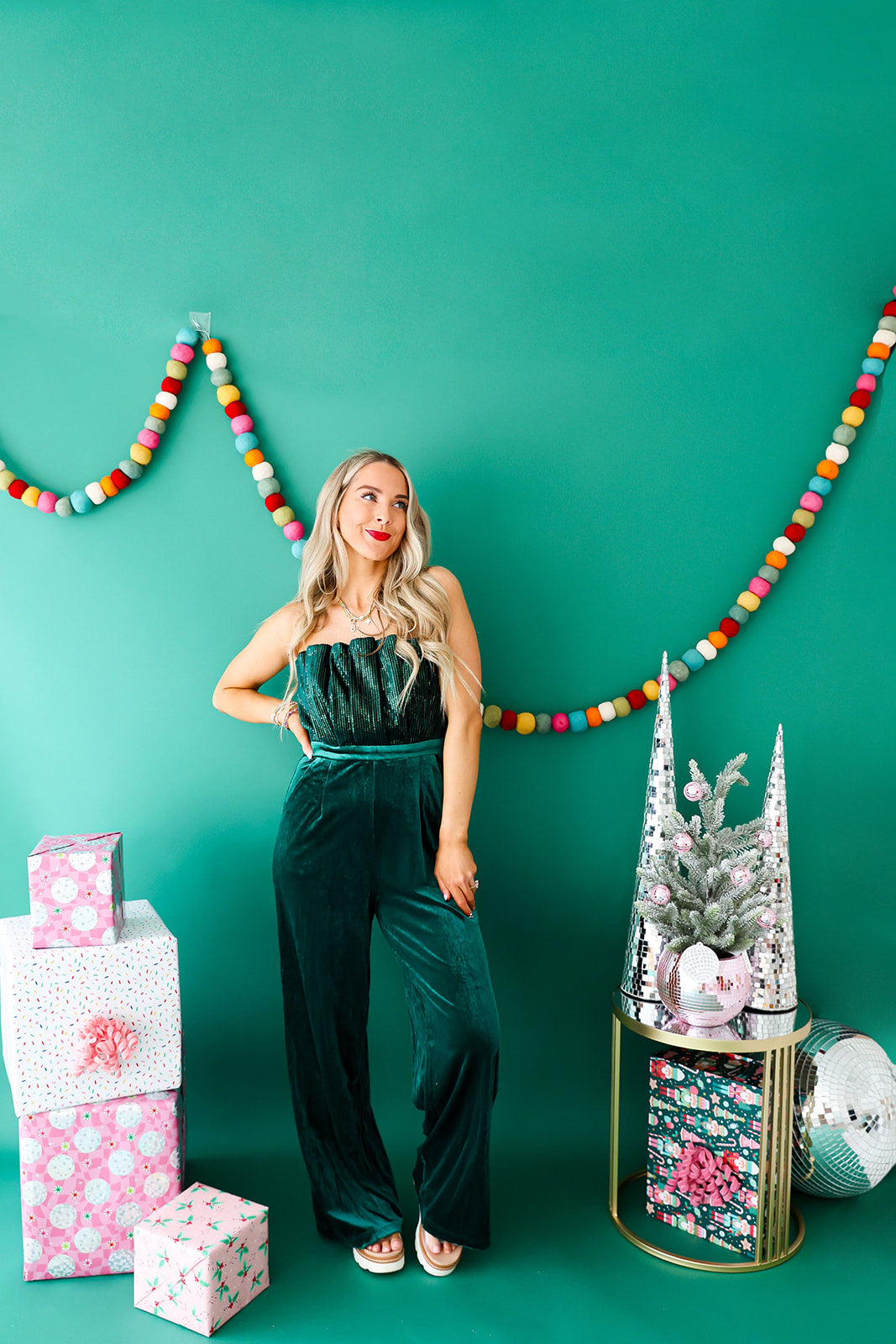 Statement Maker Holiday Jumpsuit-Emerald