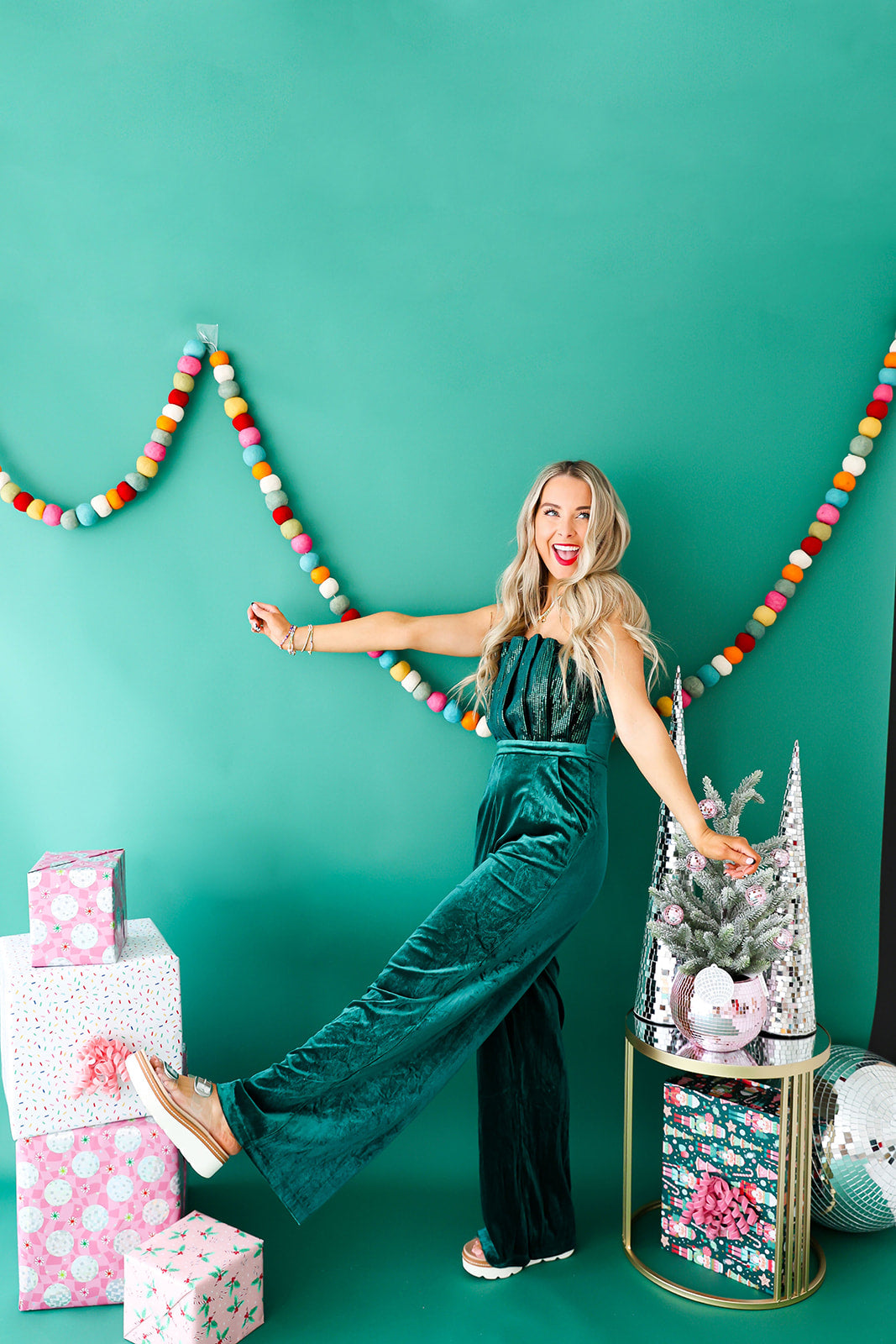 Statement Maker Holiday Jumpsuit-Emerald