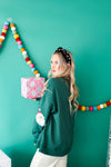 Sequin Santa Sweatshirt-Hunter Green