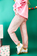 Rose Pink Sequin Joggers