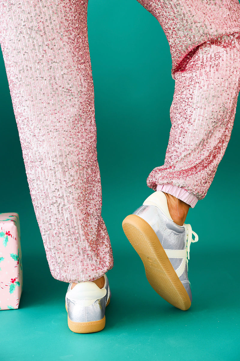 Rose Pink Sequin Joggers