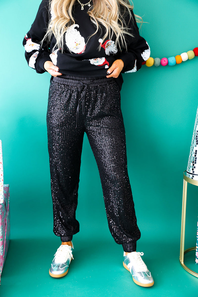 Black Sequin Joggers