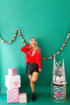 "Merry" Tinsel Sweater-Red