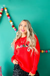 "Merry" Tinsel Sweater-Red