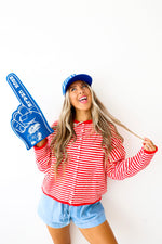 Cozy On Up Sweater- Red/White Stripe