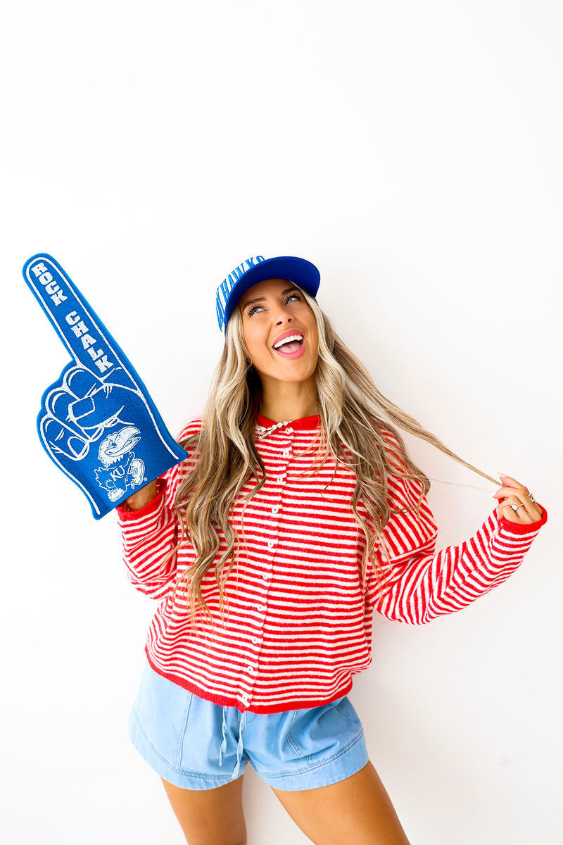 Cozy On Up Sweater- Red/White Stripe