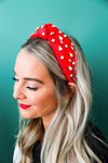 Corduroy Gemstone Headband-Red