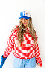 Cozy On Up Sweater- Red/White Stripe