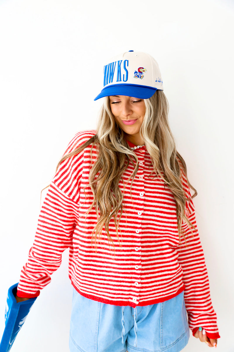 Cozy On Up Sweater- Red/White Stripe