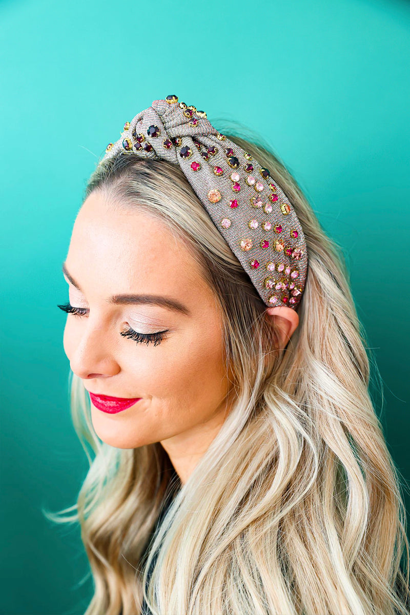 Glitter Girl Headband-Grey/Pink Combo