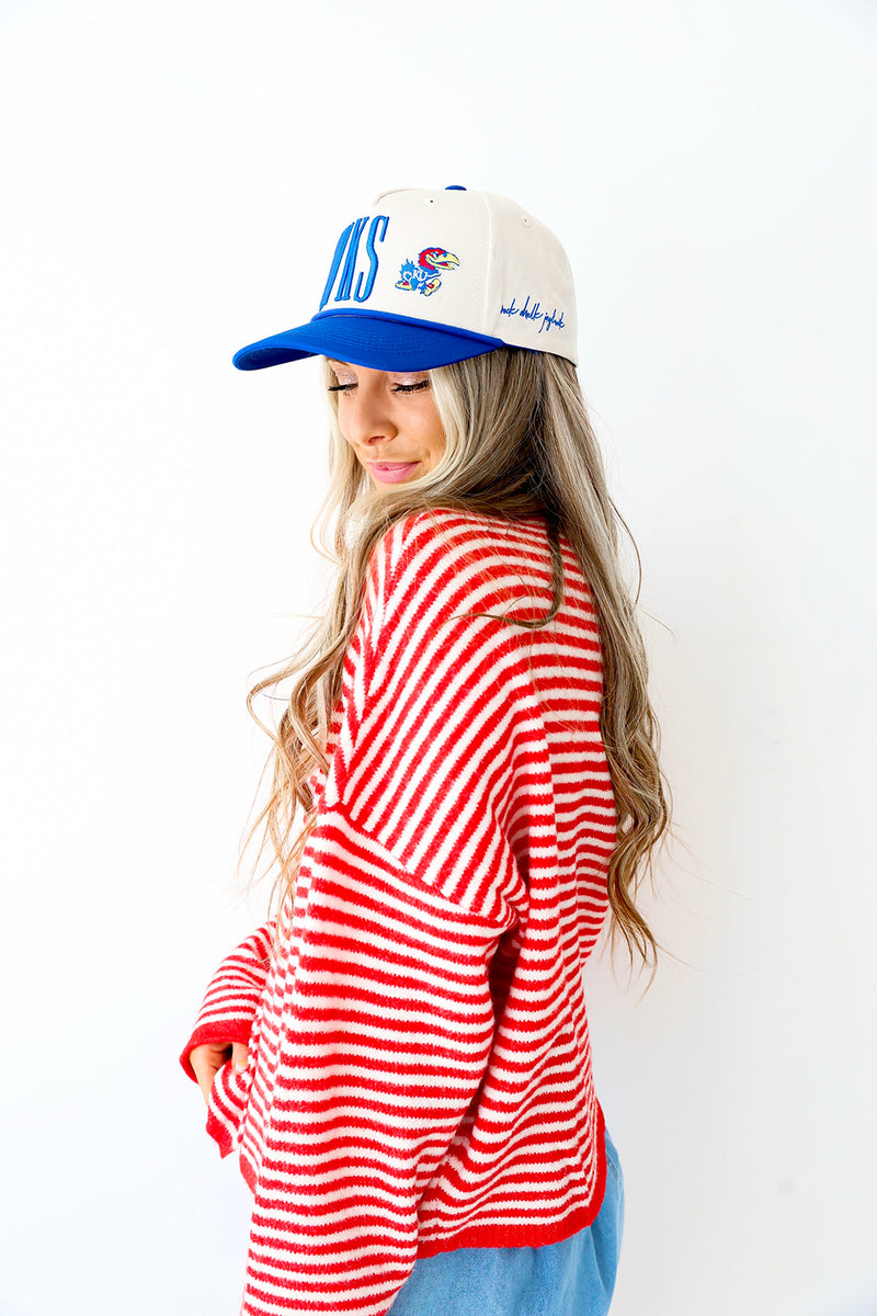 Cozy On Up Sweater- Red/White Stripe