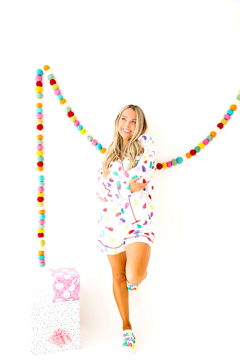 Multi Colored Christmas Lights PJ Set