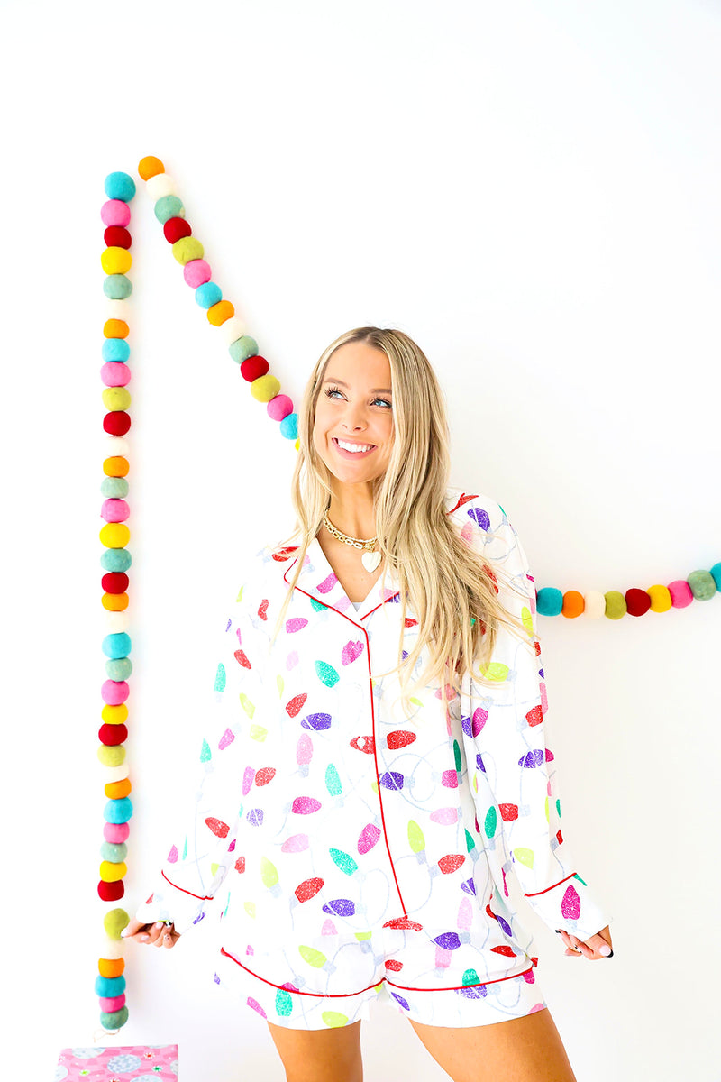 Multi Colored Christmas Lights PJ Set